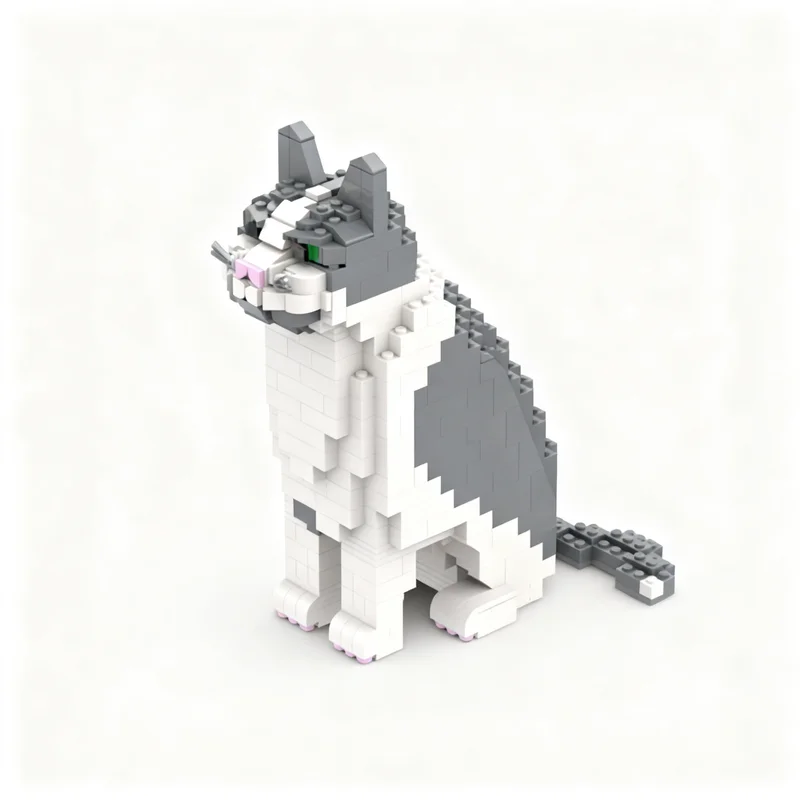 623pcs MOC Sculptures British Shorthair CAT Model Christmas Gift Tabletop Ornament Home Decor Collectible Living Room Decoration