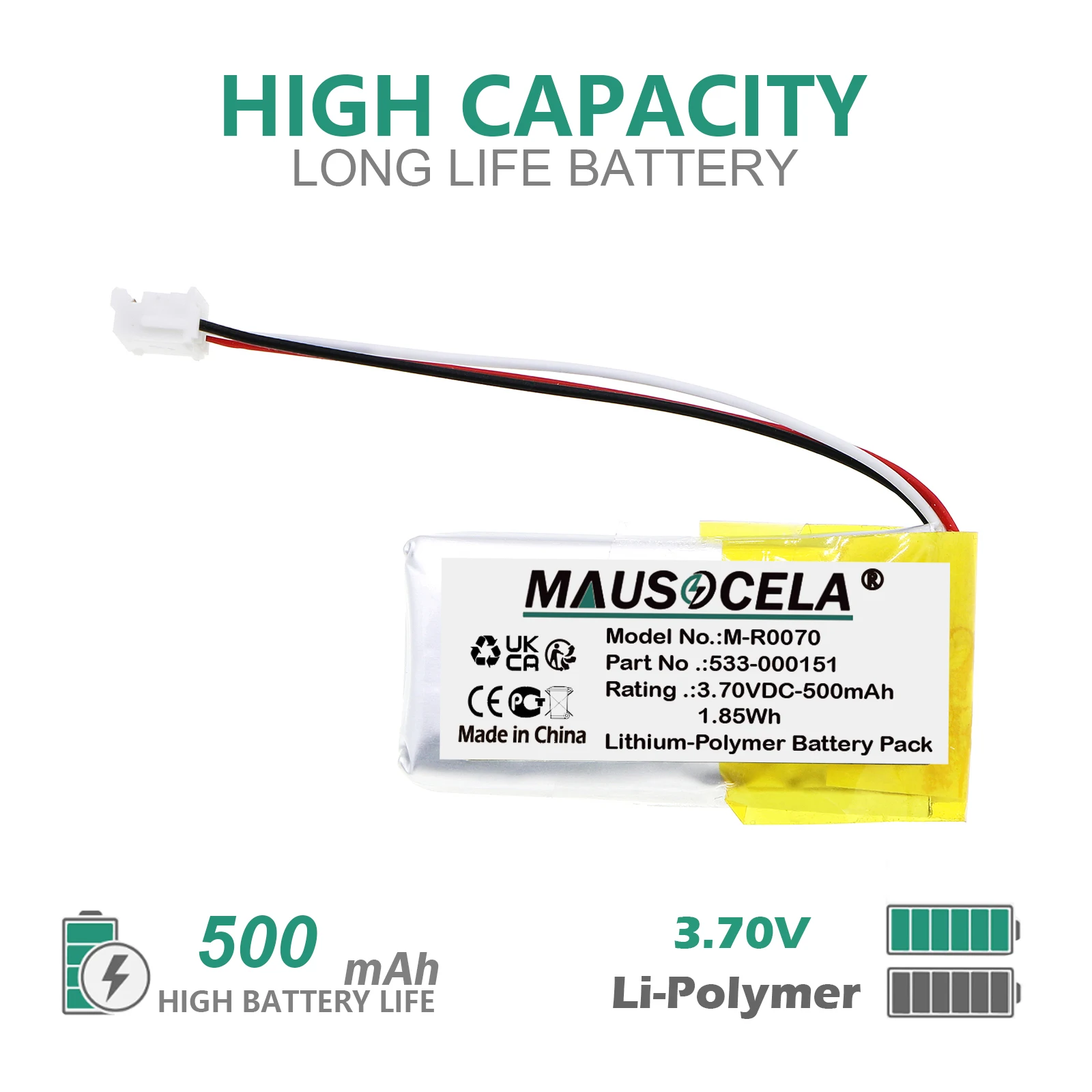 500mAh Keyboard,Mouse Battery For Logitech:G Pro,Pro Wireless,PRO X Superlight,M-R0070,G Pro Wireless,Pro Wireless G1,G502