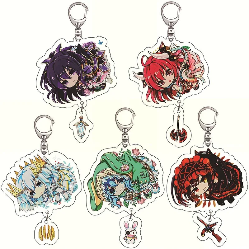 Anime DATE A LIVE Keychain Cosplay Cute Figure Tokisaki Kurumi Pendant Car Key Chain Bag Accessories Key Ring Jewelry Fans Gifts