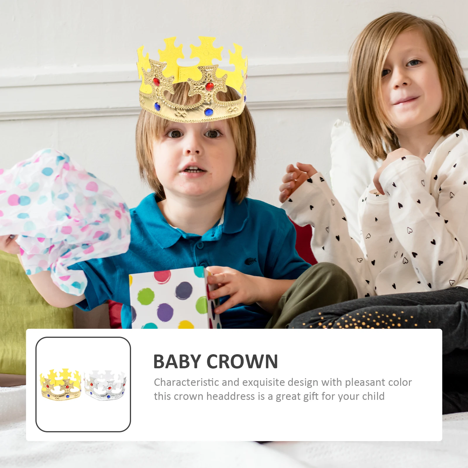 

2Pcs Crown Hat Festival Headwear Elegant Appearance Lightweight Comfortable Party Decor Cloth Favor Prop