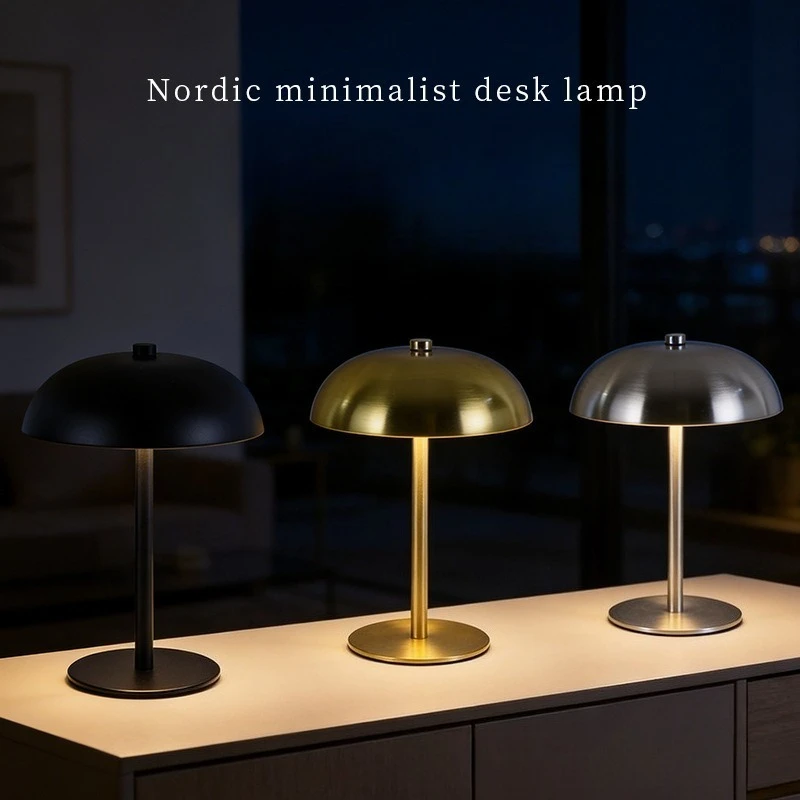 

NEW Creative Iron Mushroom Desk Lamp Bar Bedroom Decoration Atmosphere Rechargeable Desk Lamp Gift