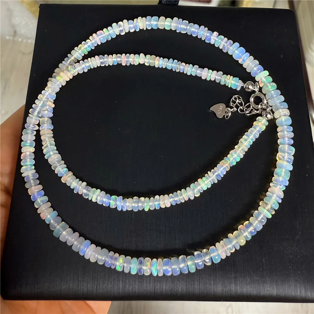 

Natural Colorful Opal Clear Abacus Beads Pendant Necklace 5-4mm Women Man Reiki Black Opal Pendant Jewelry AAAAAA