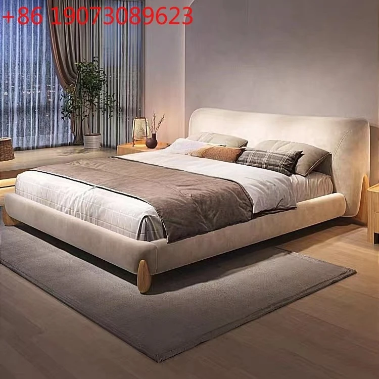 

Italian Extremely Movable Wooden Frame Backrest Bed Modern Functional Fabric Bed