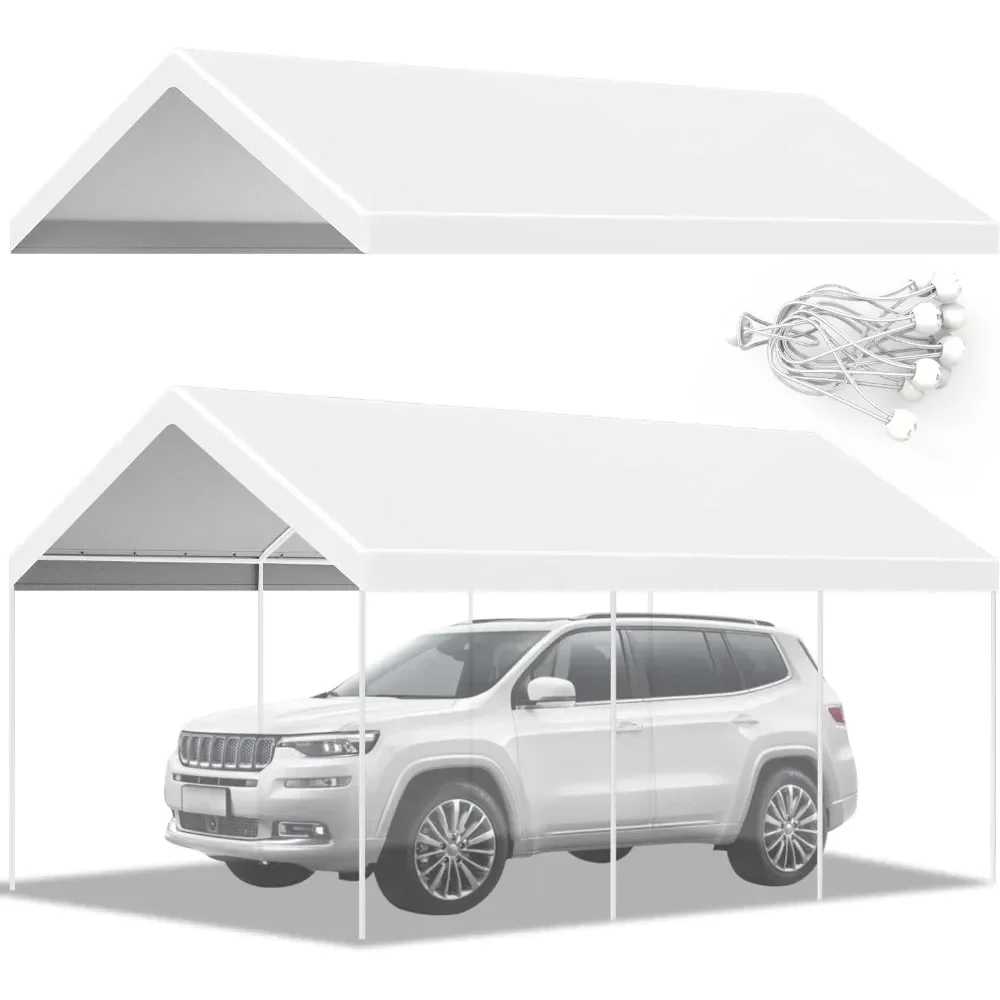 

12x20 ft Carport Car Replacement Canopy Cover for Car Tent Party Tent Top Garage Shelter Cover with 32 Ball Bungees