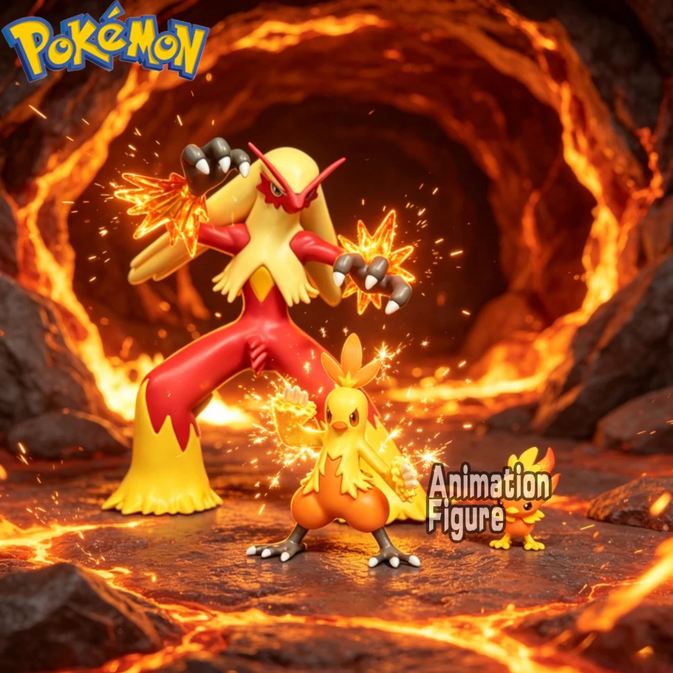 Figuras de acción de Anime Pokemon de 2-8cm, grupo evolutivo de Blaziken, estatua de Pvc, adorno de escritorio, modelo de colección, juguetes, regalos