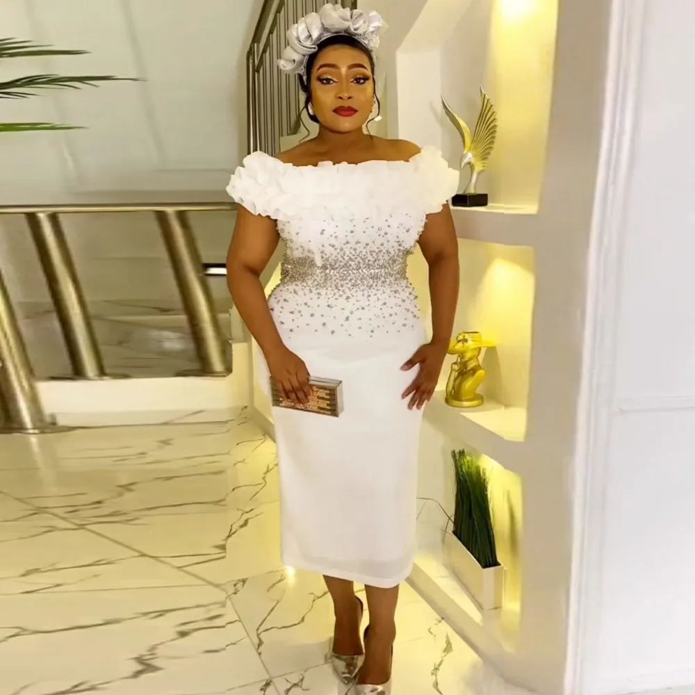 

African Dresses For Women Black Short Sleeve Turkey Diamonds Evening Wedding Party Pencil Dress Muslim Africa Clothes Summer