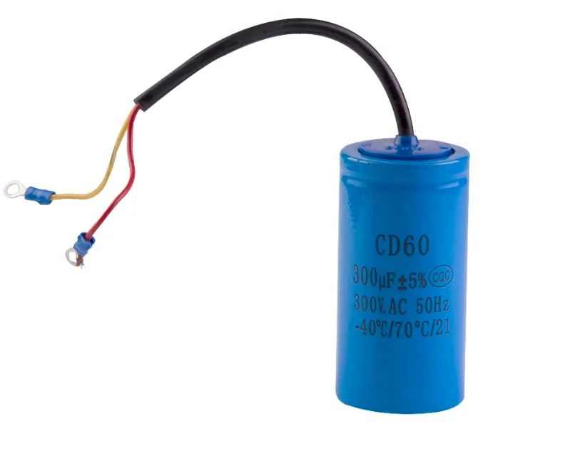 CD60 400uF 300V AC Starting Capacitor For Heavy Duty Electric Motor Air Compressor Red Yellow Two Wires