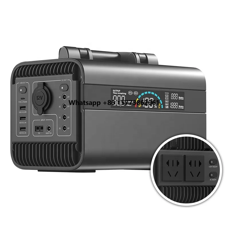 

Портативная уличная мобильная электростанция 2021 года, 220В, 600Вт, 1000Вт, 2000Вт, с высокой мощностью, солнечным питанием и розеткой переменного тока