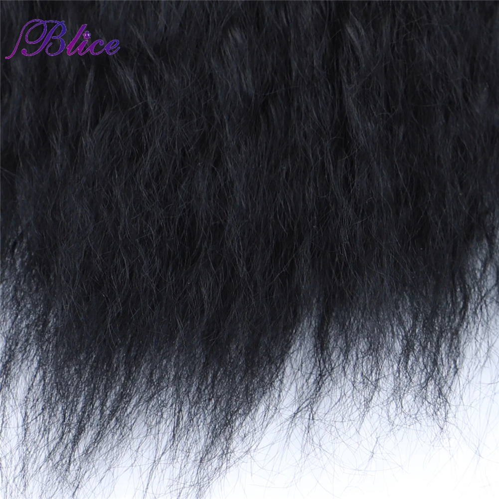 Blice Synthetic Hair Bundles Kinky Straight Curly Hair Pieces Double Weft Hair Weaving Three Pcs Deal For Women