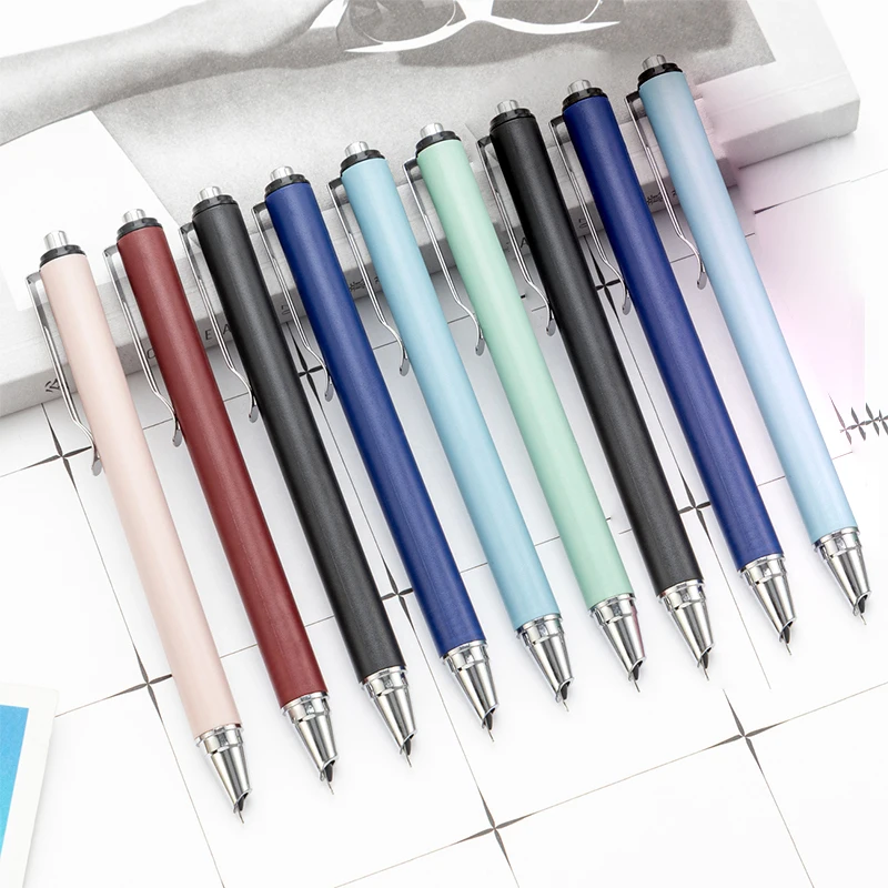 

Creative Cartoon Plastic Press Pen Multicolor Pen Calligraphy Practice Pen Replaceable Ink Bag Office Stationery Business Gift