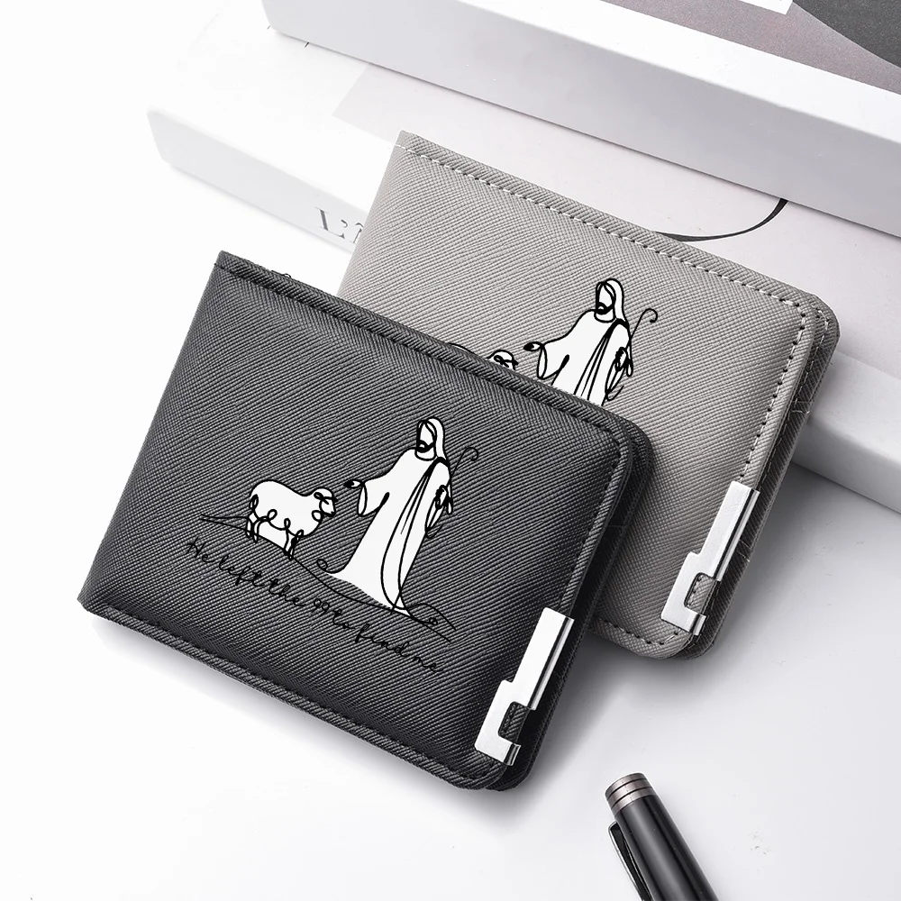 Portable Ultra-thin PU Leather Men's Wallet - Short Style, Casual Cartoon Print, Credit Card Storage Bag Wallet