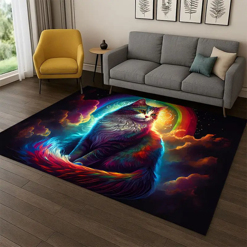 Cute Cat Kitten Cartoon Carpet Rug for Bedroom Living Room Sofa Playroom Doormat Home Decor,Kid Game Area Rug Non-slip Gift