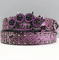 Y2K Cinturón de garra de tigre de moda Hebilla de aleación punk rock Cinturón de diamantes Jeans y pantalones casuales Cinturón remachado con patrón de pitón único