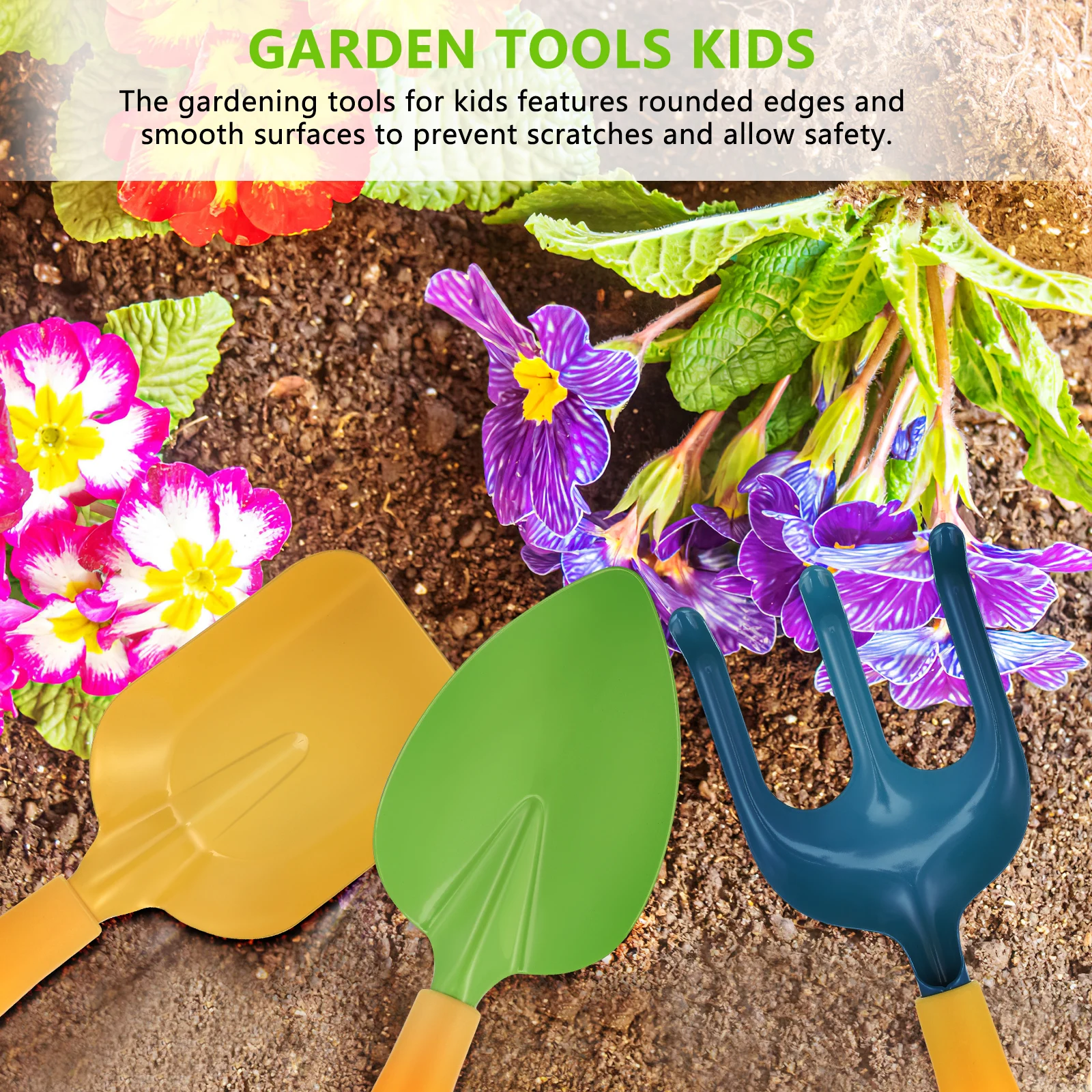 

1Set Gardening Tools Set Rounded Edge Safe Durable Material Portable Tote Bag Outdoor Gardening Watering Can Shovels