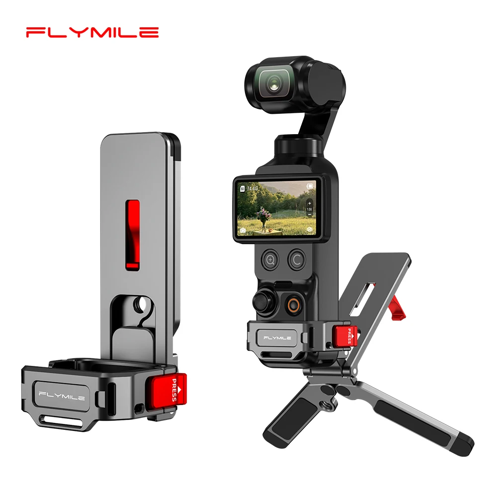

Flymile Tripod for DJI Pocket 4 3 Accessories Magnetic Quick Release Tripod Metal Foldable Selfie Stick Handle with Hidden Hook