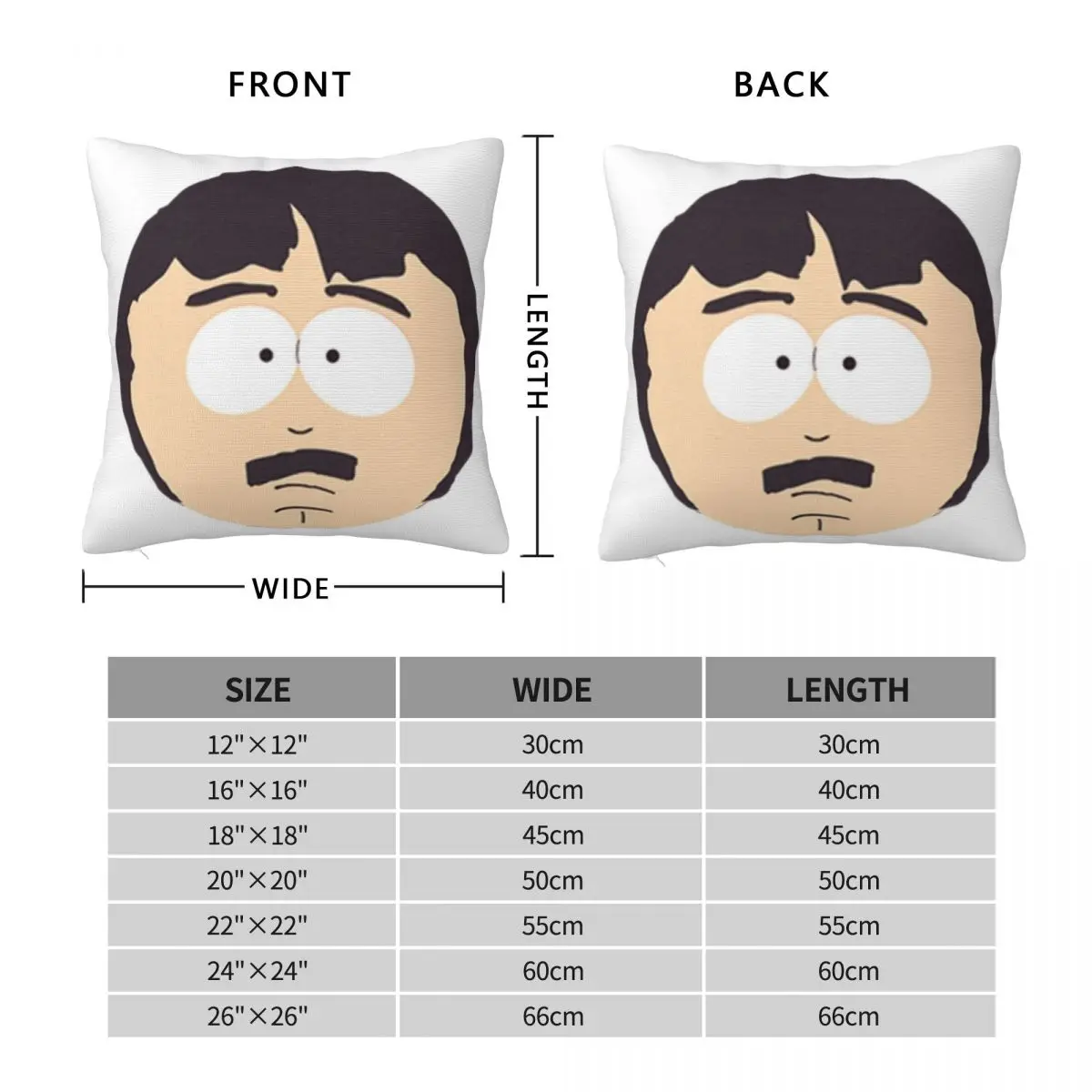 Randy Marsh Square Pillowcase Polyester Linen Velvet Creative Zip Decorative Home Cushion Case