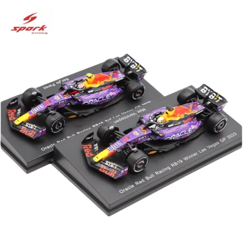 Spark 1/64 RB19 Vestapan Perez Las Vegas 2023 alloy model, a children's collection of ornaments, a holiday gift for friends.