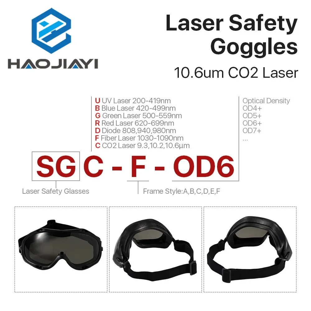 OD6+ 10.6um Co2 Fiber Laser Safety Goggles Style F 10600nm Protective Glasses Shield Protection Eyewear for Co2 Machine