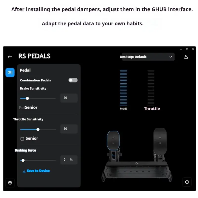 Simulated Racing Game Pedal Hydraulic Damping To Enhance Foot Feel Modification And Upgrade Kit for Logitech RS RS50 view 5