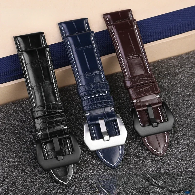 Crocodile Leather Watch Strap for Panerai 1950 Series Pam00321 Pam01313 Waterproof Sweatproof Watch Band Accessories 22 24 26mm