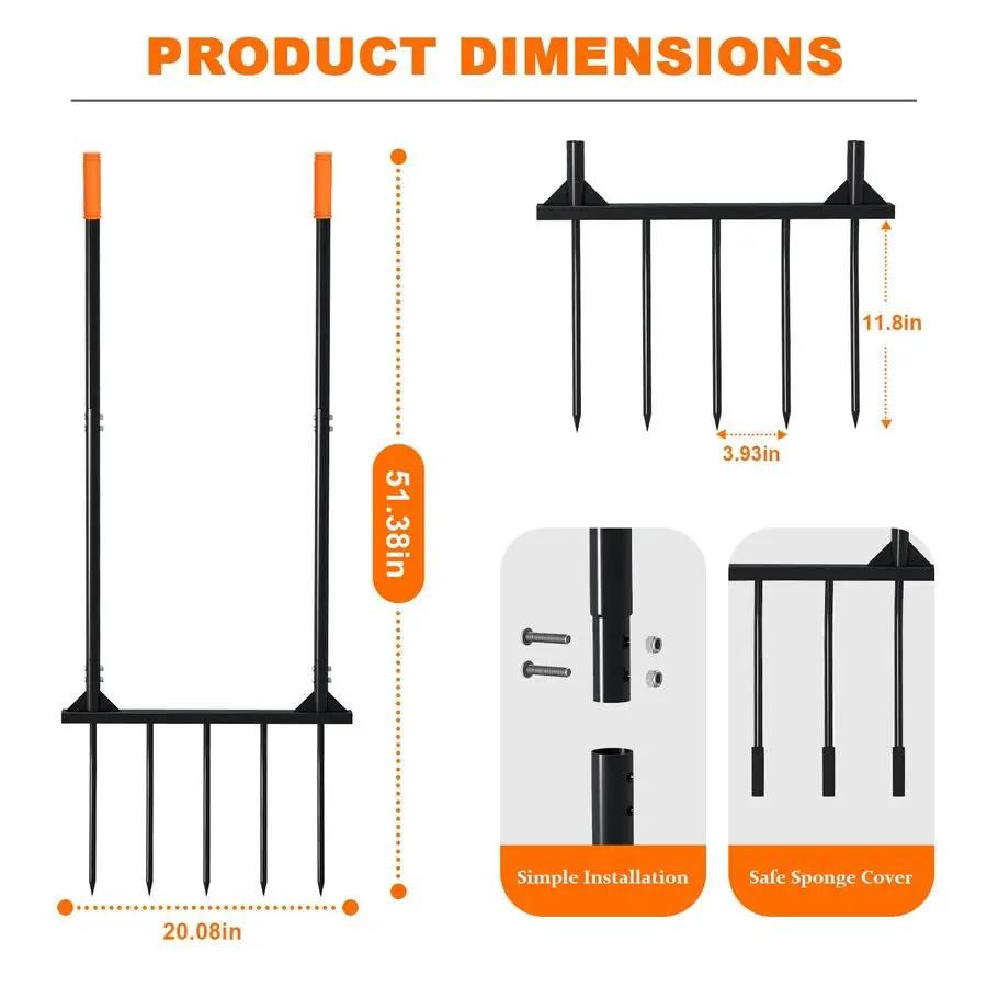 Ferramenta de jardim garfo, design ergonômico para fazendas, jardins, panelas de vegetais, para fácil giro do solo, remoção de ervas daninhas, 5 de largura F