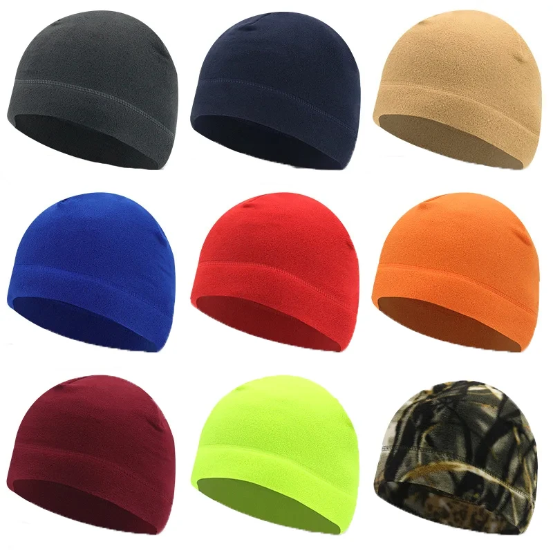 

Зимняя флисовая Мягкая Теплая Шапка-бини для осени, мужская и женская уличная спортивная ветрозащитная теплая шапка для велоспорта и лыжного спорта