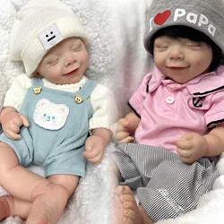 42cm April Whole Body Solid Silicone Bebe Reborn Boy With Rooted Hair Lifelike Reborn Doll Boneca Reborn Corpo De Silicone Doll