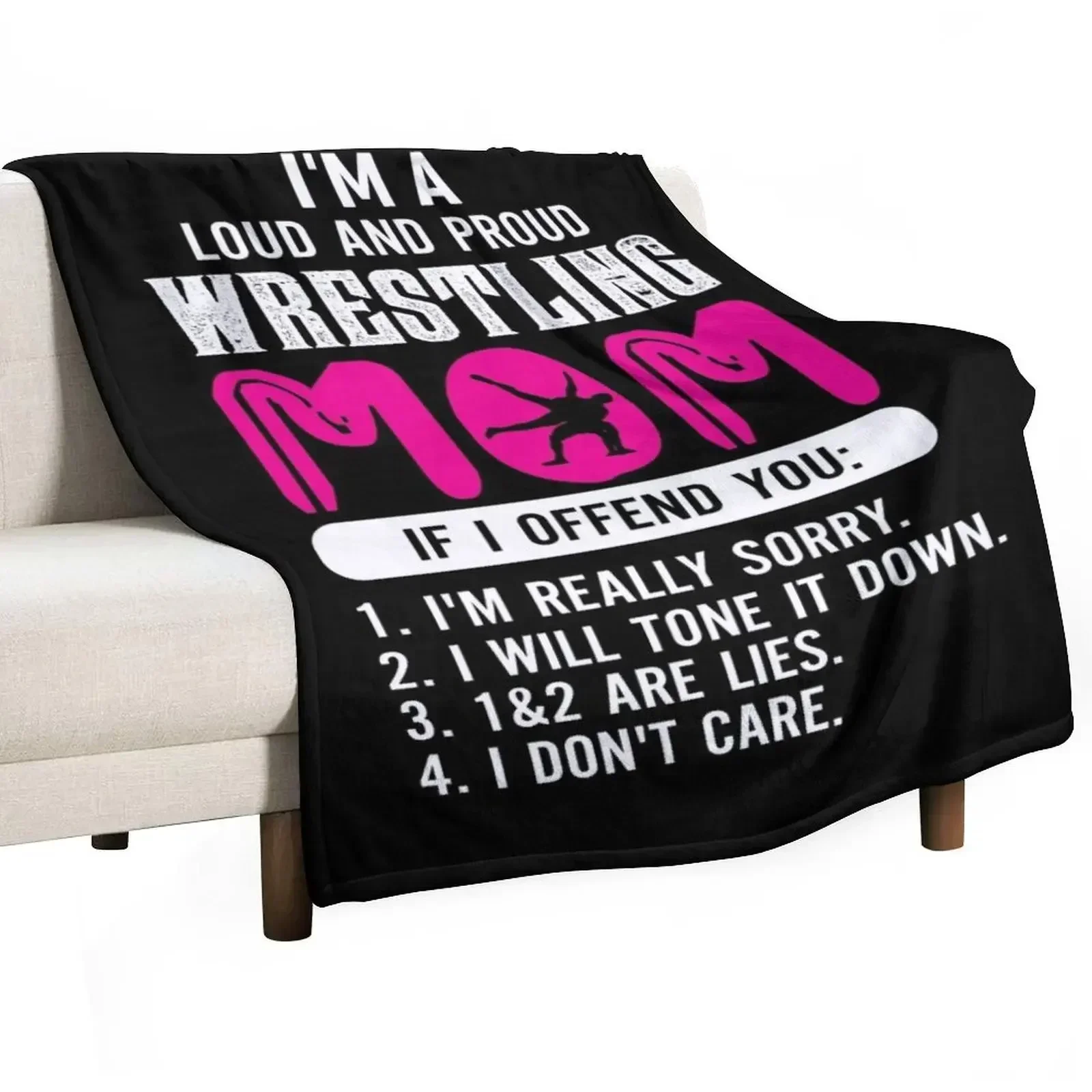 Loud And Proud Wrestling Mom Throw Blanket bed plaid Heavy Blankets