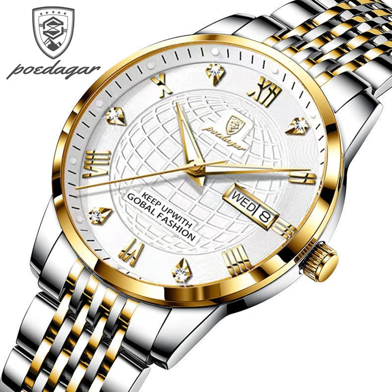 POEDAGAR Fashion Mens Watches Top Brand Luxury Quartz Watch Men Waterproof Business Men Wristwatches Clock Relogio Masculino