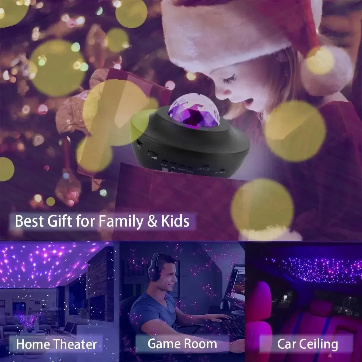 Dreamy Northern Lights Starry Sky Projection Lamp Water Ripple Effect Bluetooth Music Full Sky Stars for Relaxation And Sleep