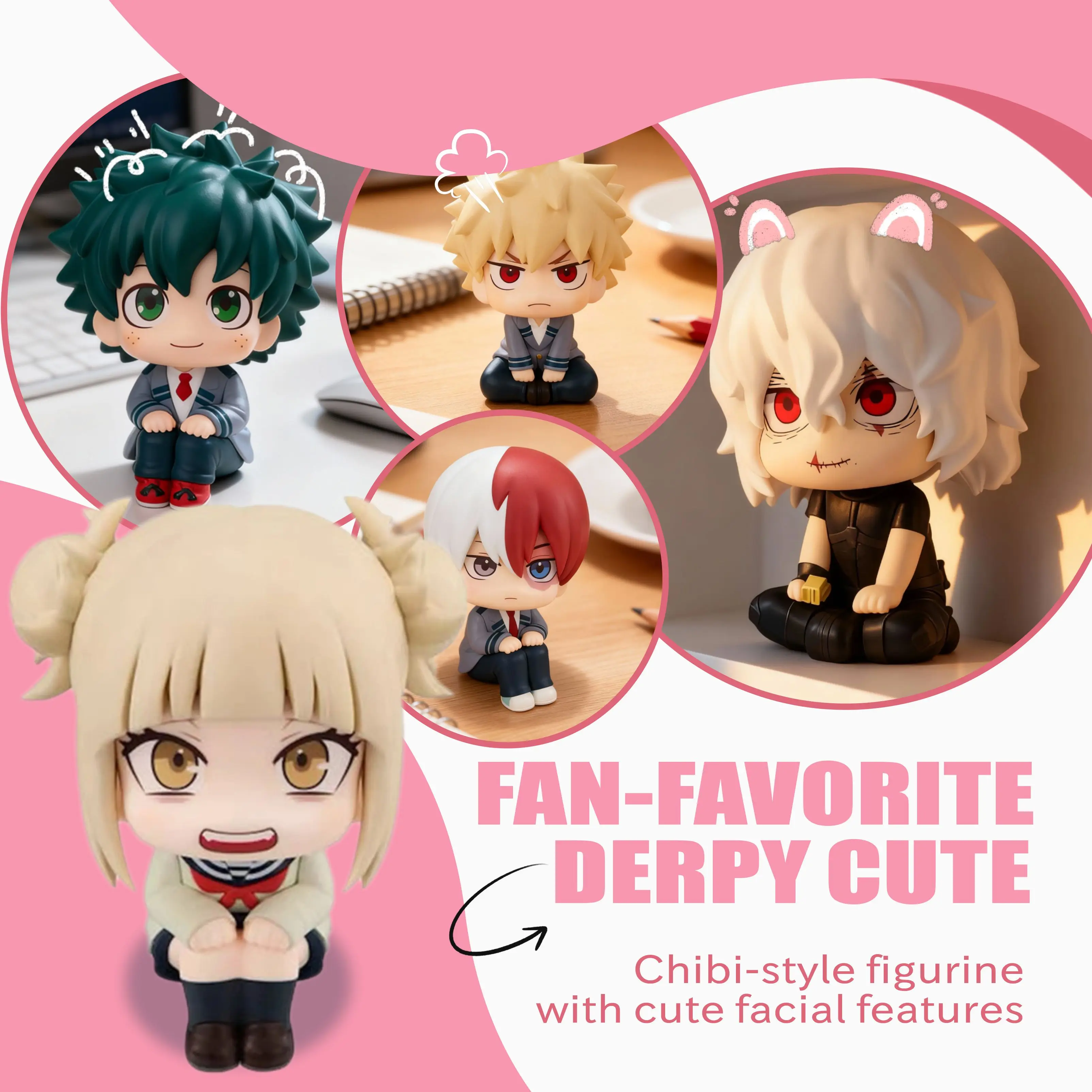 2026 HOT Version My Hero Academia (MHA): Himiko Toga/Izuku Midoriya/Katsuki Bakugo Niedliche Chibi PVC-Figur |   Sammelbares Spielzeugmodell