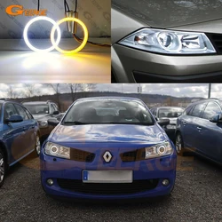 Per Renault Megane 2 II 2006 2007 2008 2009 faro anteriore Ultra luminoso SMD LED Angel Eyes Halo Rings Kit luce diurna