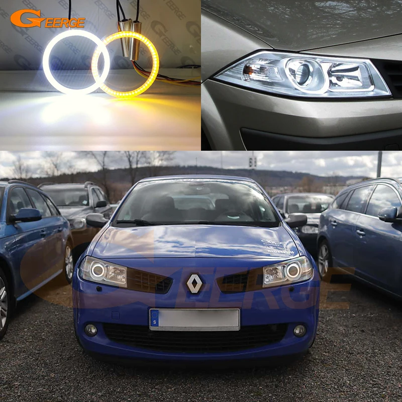 For Renault Megane 2 II 2006 2007 2008 2009 Facelift Ultra Bright A/W Switchback DRL Turn Signal LED Angel Eyes Kit Halo Rings