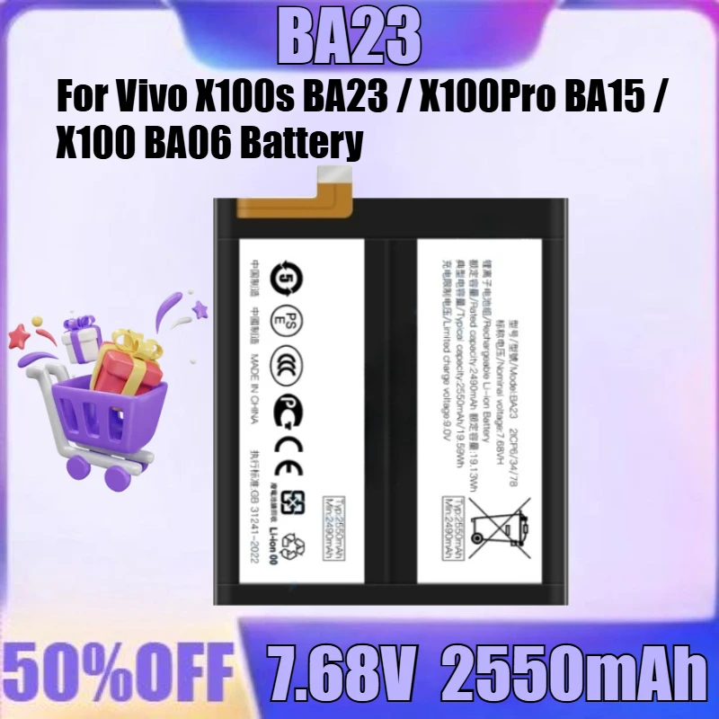 

New for Vivo X100s BA23 V2359A / X100Pro BA15 V2324A/V2309 / X100 BA06 V2309A/V2308 Battery