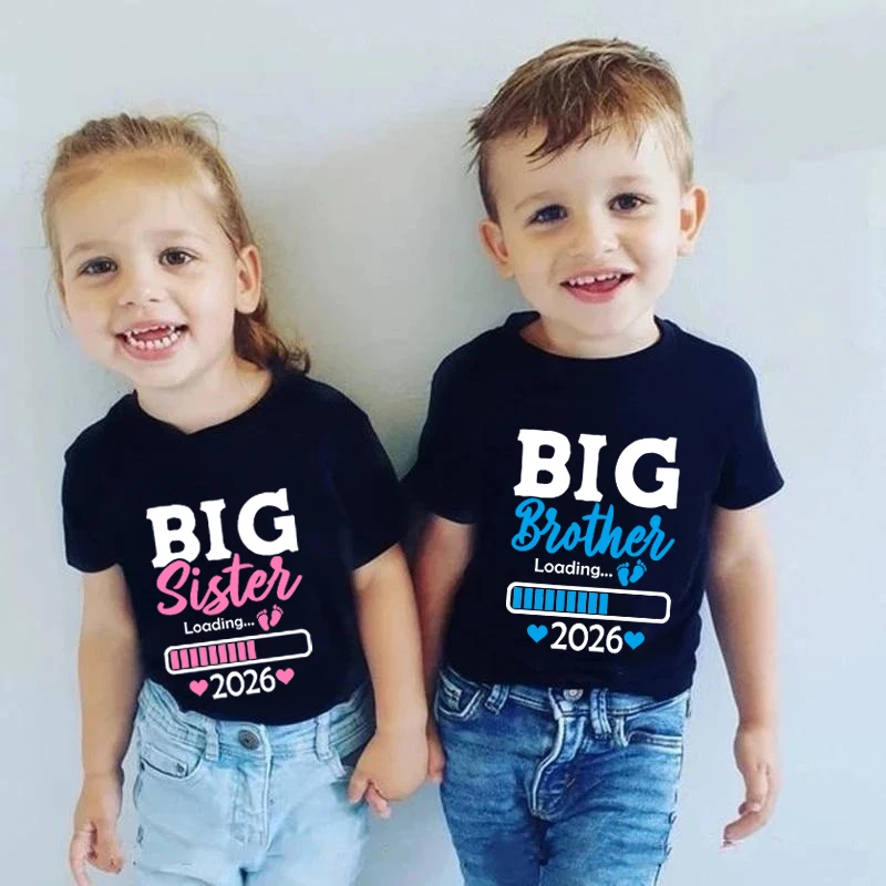 Promoted To Big Sister/Brother 2026 Matching Brother Sister Shirts Baby Announcement New Bro Sis Gift Matching Sibling Clothes
