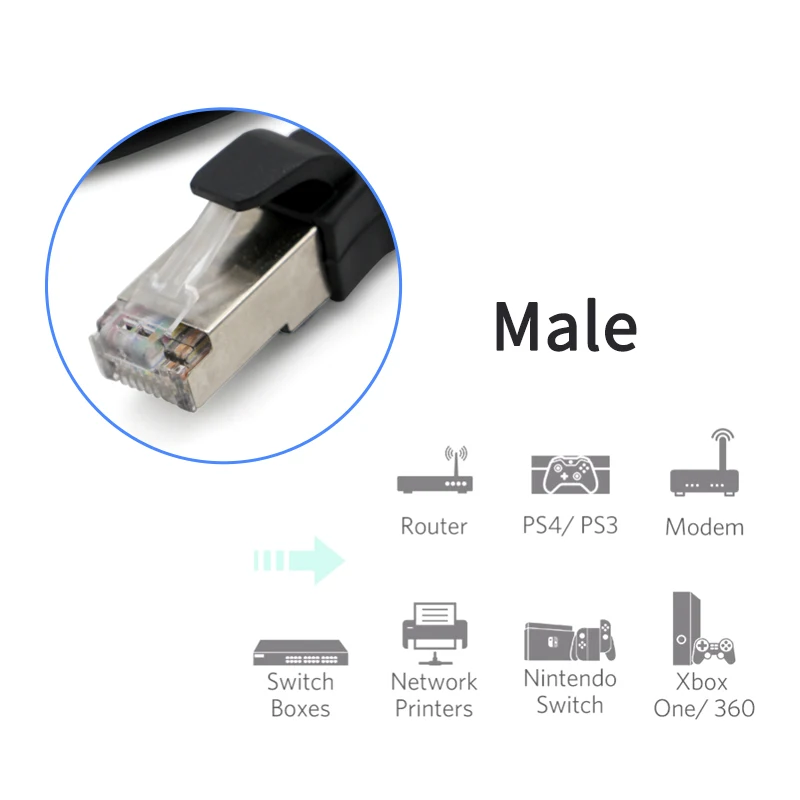إيثرنت كابل RJ45 الذكور إلى الإناث ل جهاز كمبيوتر شخصي محمول راوتر RJ 45 أسود شبكة الإنترنت Lan كابلات 0.3m 0.6m 1m 1.5m الحبل