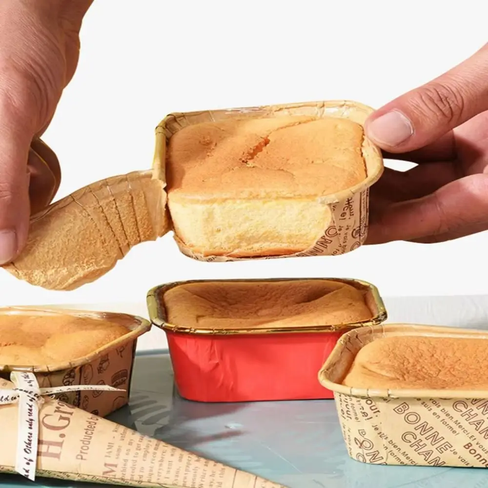 50Pcs Paper Dessert Baking Cup Rectangular/Square Shape Heat Resistant Cupcake Packing Wrappers Disposable Non-Stick