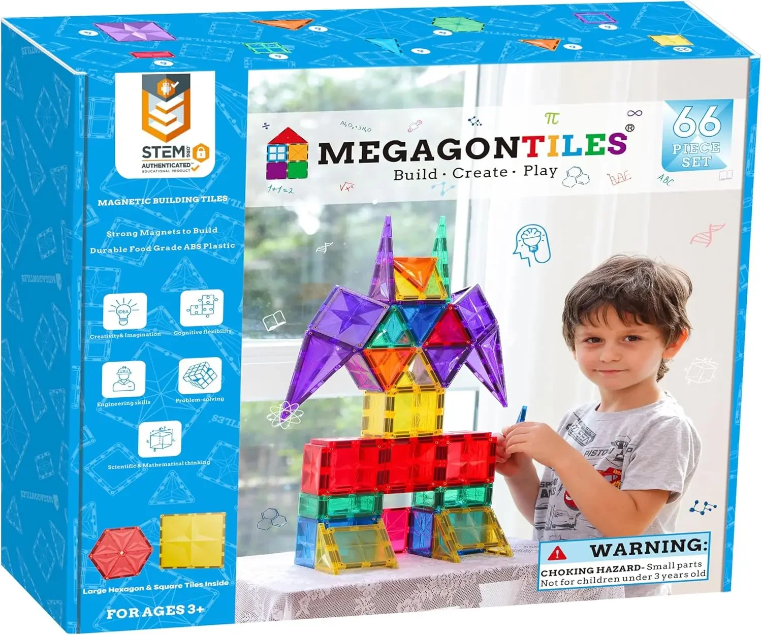 

66PCS Premium MagneticTiles, MagnetTiles, STEM AUTHENTICATED, Magnetic Blocks,Polygons Magnet Set, Magnetic Building Blocks, Mag