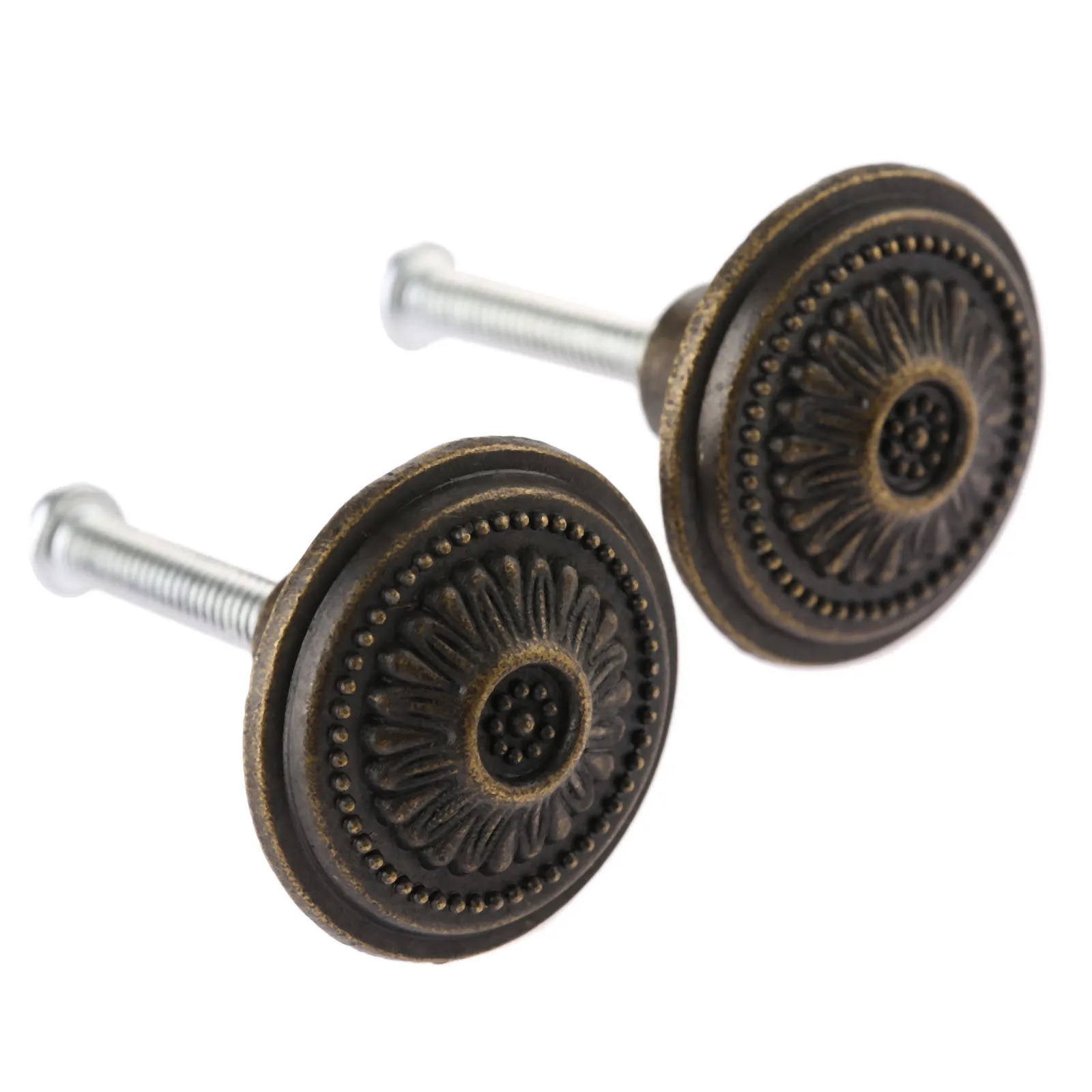 Vintage Kitchen Cabinet Drawer Single Hole Round Knobs Antique Bronze Ring Pulls Knob Handle for Furniture Cupboard Dresser Door
