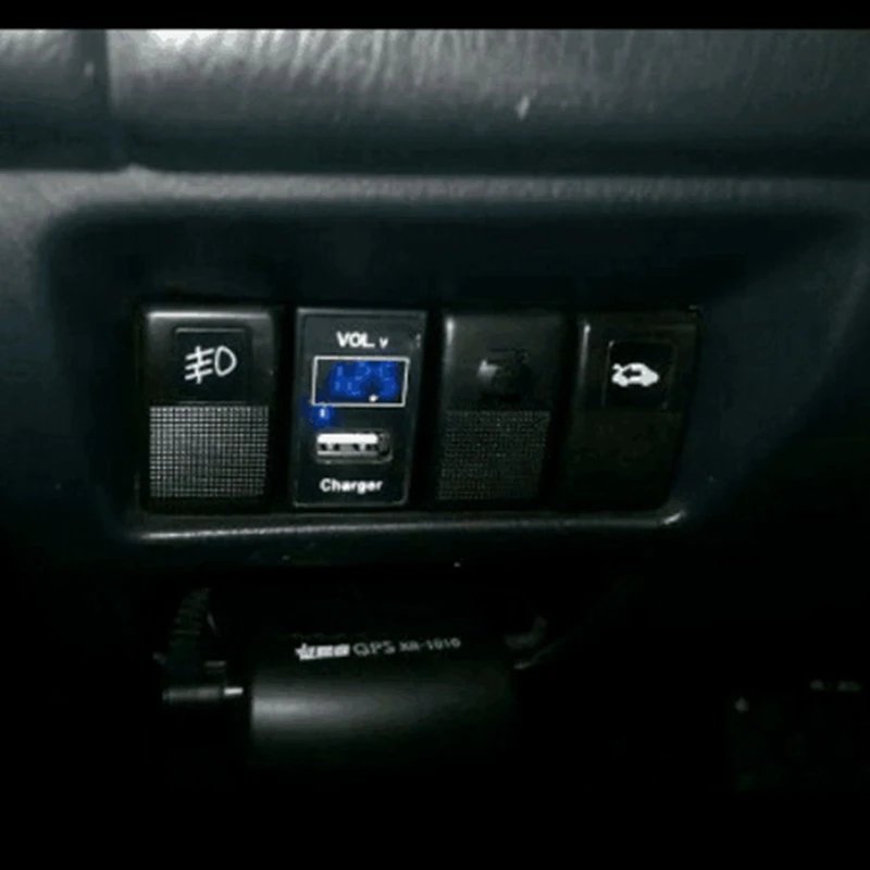 USB DC12V 5V 2.1A Socket Car Led Digital Voltage Display Voltage Meter Battery Monitor For TOYOTA view 5