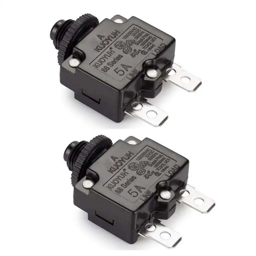 KUOYUH 88 Series 5A 6A 7A 8A 9A 10A 12A 15A 20A 25A 28A Mini disyuntor reinicio Manual interruptor Protector de sobrecarga