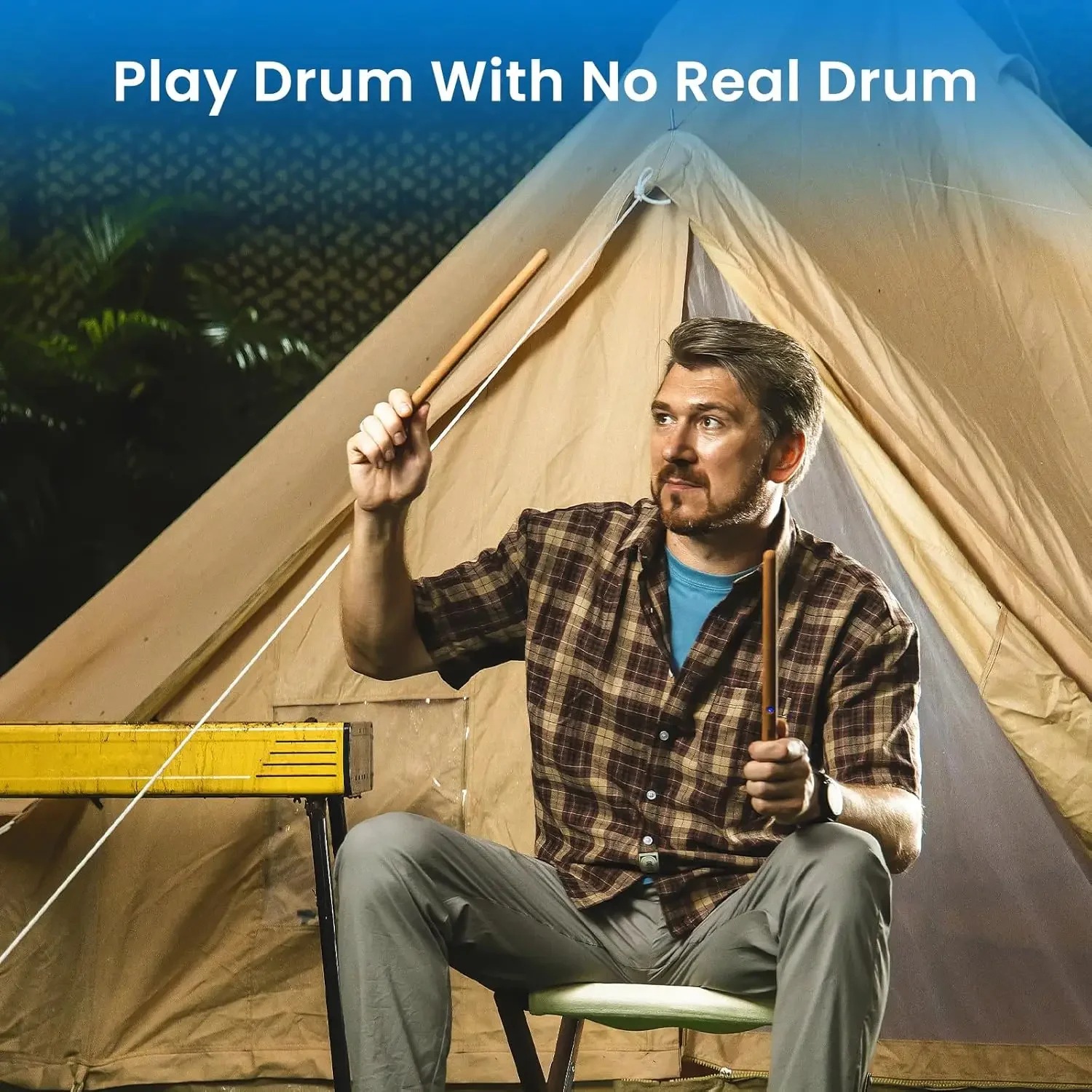 PocketDrum 2 Plus Air Drum Set Air Drumsticks, Virtual Electric Drum Set With Pedals, Bluetooth, MIDI Function, Electro