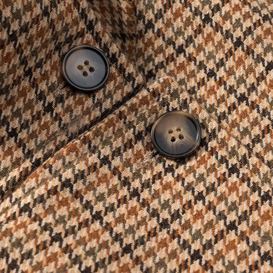 خريف جديد الموضة الأوروبية والأمريكية مزاجه المألوف تنوعا الوقوف طوق معطف قصير houndstooth #4
