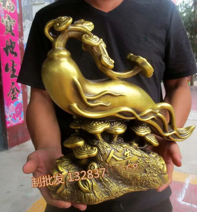 LARGE  HOME Shop lobby decoration Business Money Drawing Good luck Propitious RUYI FENG SHUI brass Sculpture art Statue