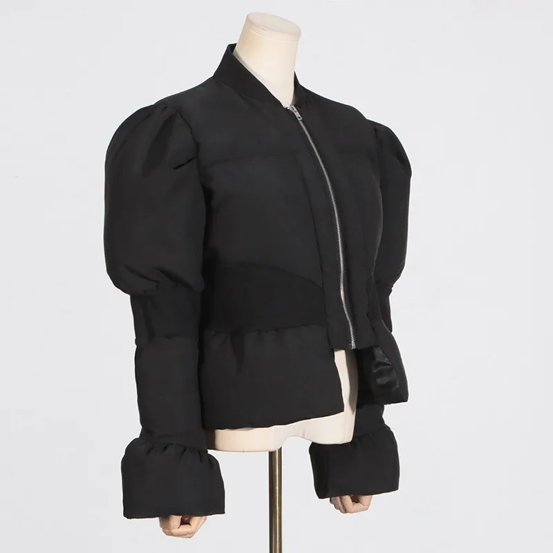 Femmes manteau automne hiver nouveau décontracté à la mode polyvalent taille mince col montant court coton rembourré veste fermeture éclair haut à manches longues