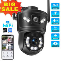 4K 8MP WiFi IP Camera Dual Lens Dual Screen 4X Zoom PTZ Security Camera Auto Tracking Smart Wireless CCTV Video Surveillance