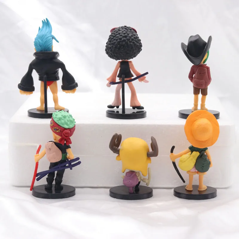 6Pcs/Set One Piece Anime Figure Luffy Chopper Nami Sanji Zoro Figure Model Birthday Cake Decorations Doll Children Toys For Gift