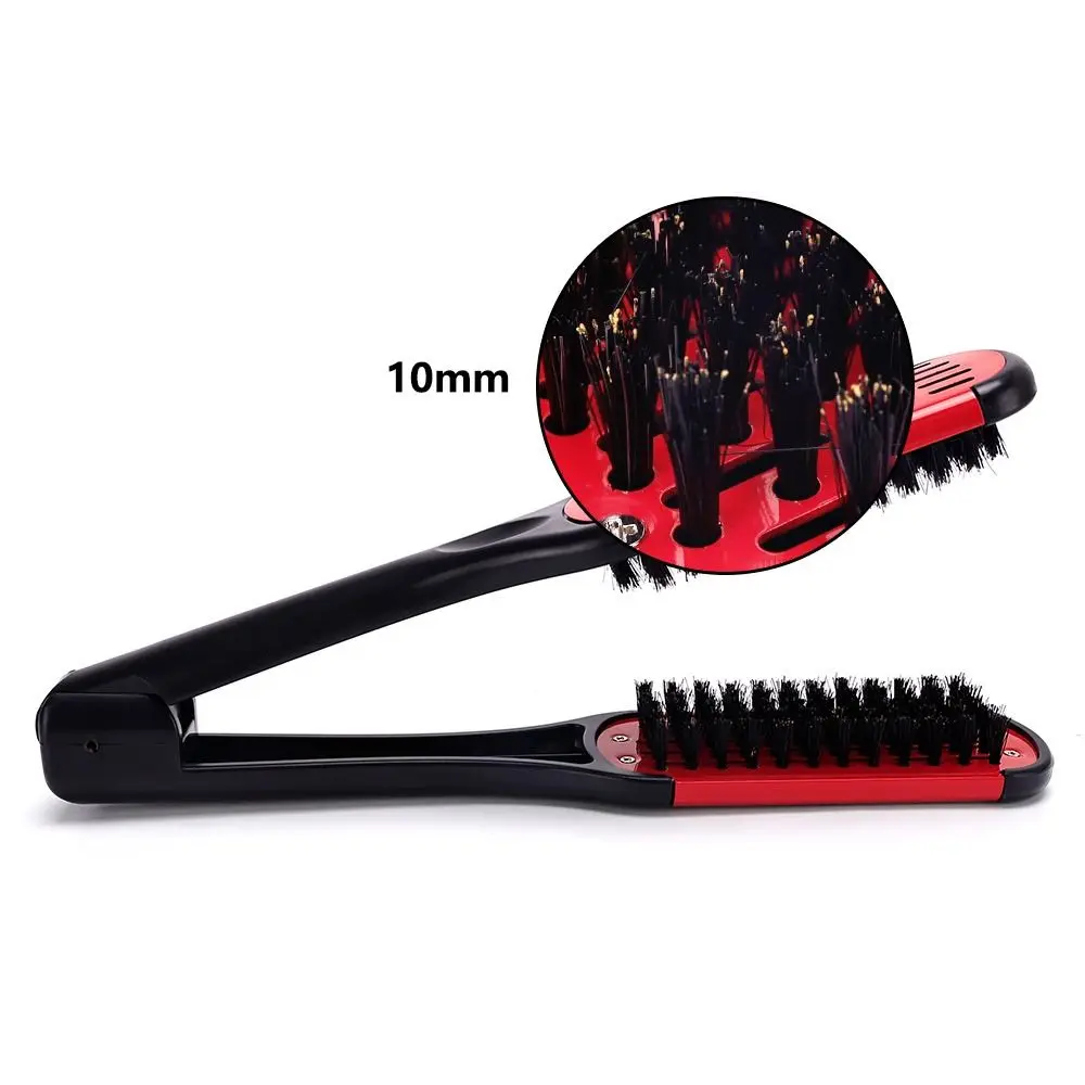 Portable Double Sided Hair Straightener Anti-Static V Shape Hairdressing Comb Durable Wear-resistant Straight Hair Comb