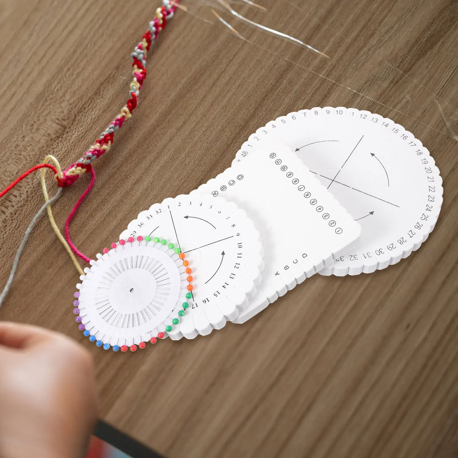 

1 set Braiding Disk Set 10X10CM 40H 10X10CM 32H 15X15CM 48H DIY Tool Bracelet Making Weaving Plate Foam Disks Travel Accessories