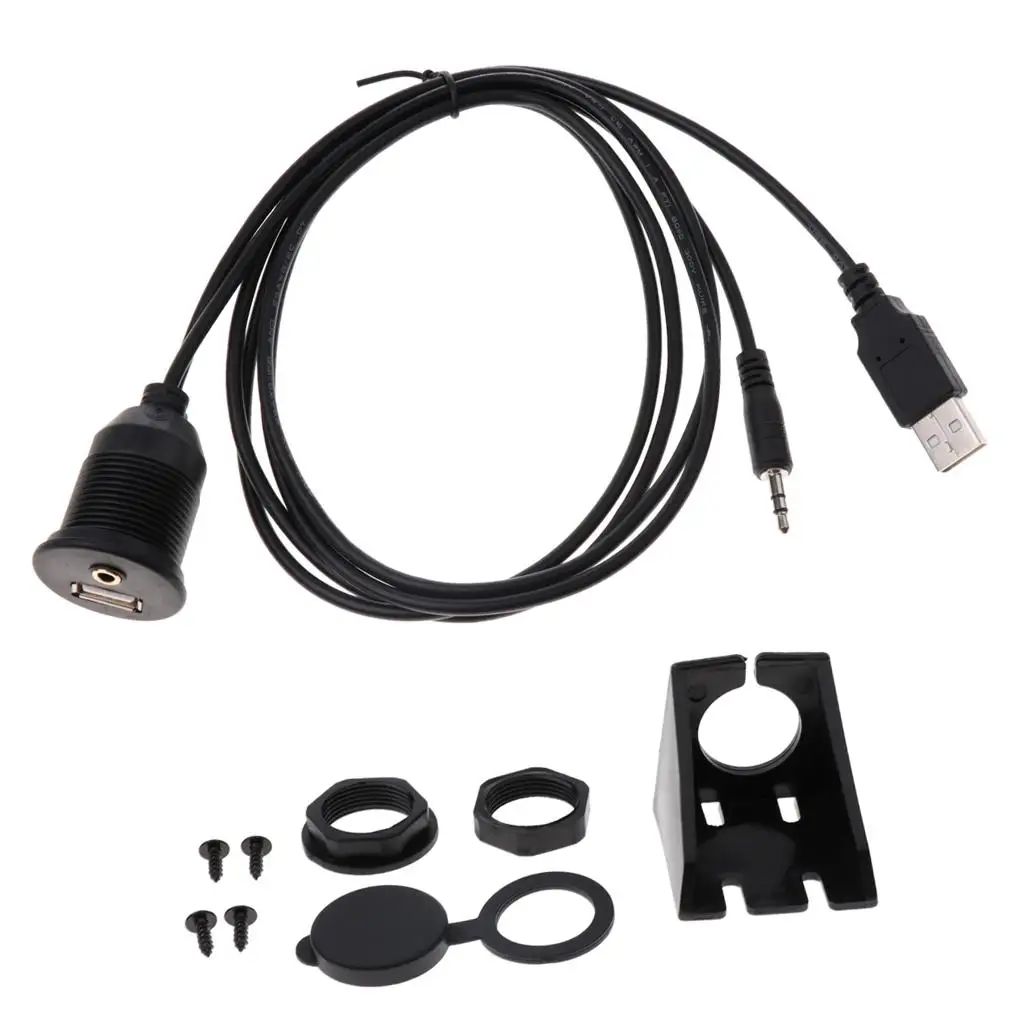 Panel de montaje de extensión USB y AUX de 3,5 mm, montaje empotrado para tablero de coche/barco